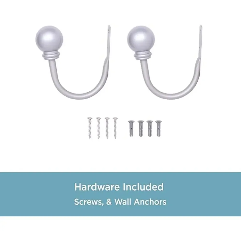 Kenney Chelsea Ball End Decorative Curtain Holdback Set Satin Nickel 2 Piece